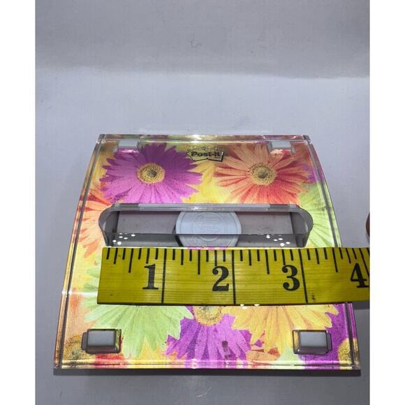 EUC 3M Post It Note Pop Up Dispenser Daisy Floral Clear Acrylic - Picture 3 of 7